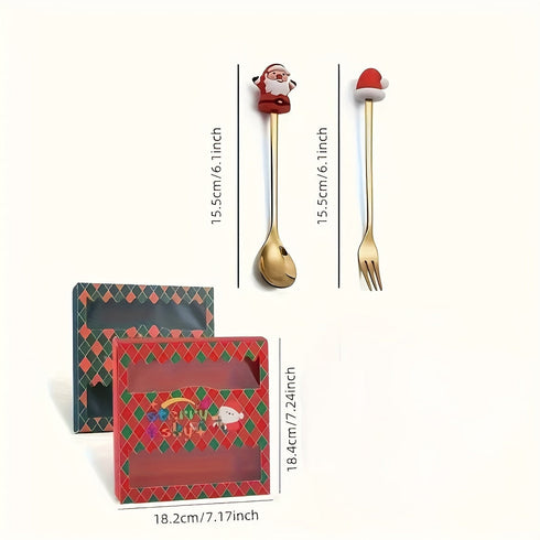 4/6pcs Christmas Creative Stainless Steel Tableware Set